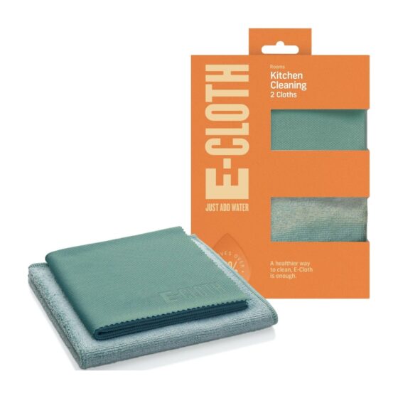 E-Cloth Kitchen Cleaning Kit – 2-Piece Set, Microfibre Cleaning Cloth & Polishing Cloth, 100-Wash Guarantee