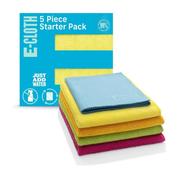 ECT-0104 E-Cloth Starter Pack – 5 Microfibre Cloths for Multi-Purpose Cleaning – Chemical-Free & Reusable
