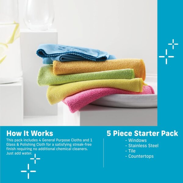 E-Cloth Starter Pack – 5 Microfibre Cloths for Multi-Purpose Cleaning – Chemical-Free & Reusable 2 E-Cloth Starter Pack – 5 Microfibre Cloths for Multi-Purpose Cleaning – Chemical-Free & Reusable