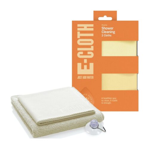 E-Cloth Shower Cleaning Cloths – 2 Pack Microfibre for Chrome, Glass & Tiles – Chemical-Free Cleaning