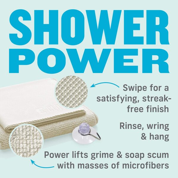 E-Cloth Shower Cleaning Cloths – 2 Pack Microfibre for Chrome, Glass & Tiles – Chemical-Free Cleaning