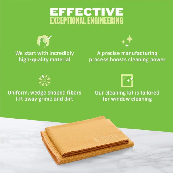 E-Cloth Window Cleaning Cloths 2 Pack – Microfibre Glass & Polishing Cloths for Streak-Free Shine