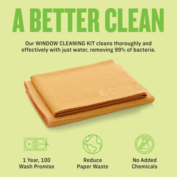 E-Cloth Window Cleaning Cloths 2 Pack – Microfibre Glass & Polishing Cloths for Streak-Free Shine