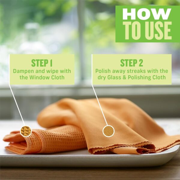 E-Cloth Window Cleaning Cloths 2 Pack – Microfibre Glass & Polishing Cloths for Streak-Free Shine