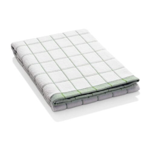 E-Cloth Classic Check Tea Towel – Green – Highly Absorbent, Quick-Drying Microfibre for Drying Dishes