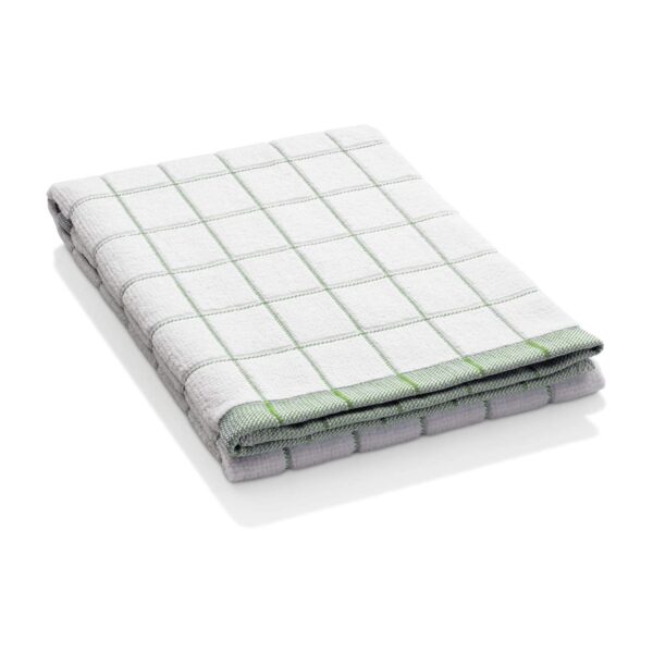 E-Cloth Classic Check Tea Towel – Green – Highly Absorbent, Quick-Drying Microfibre for Drying Dishes
