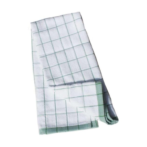E-Cloth Classic Check Tea Towel – Green – Highly Absorbent, Quick-Drying Microfibre for Drying Dishes