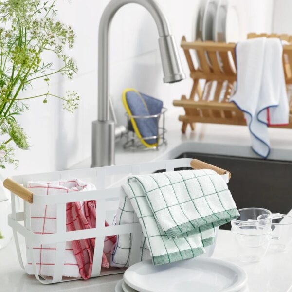 E-Cloth Classic Check Tea Towel – Green – Highly Absorbent, Quick-Drying Microfibre for Drying Dishes