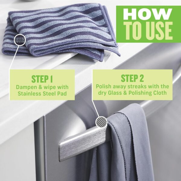 E-Cloth Stainless Steel Microfibre Cloth – Cleans & Polishes with Water – Reusable & Eco-Friendly