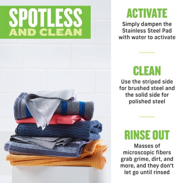 E-Cloth Stainless Steel Microfibre Cloth – Cleans & Polishes with Water – Reusable & Eco-Friendly