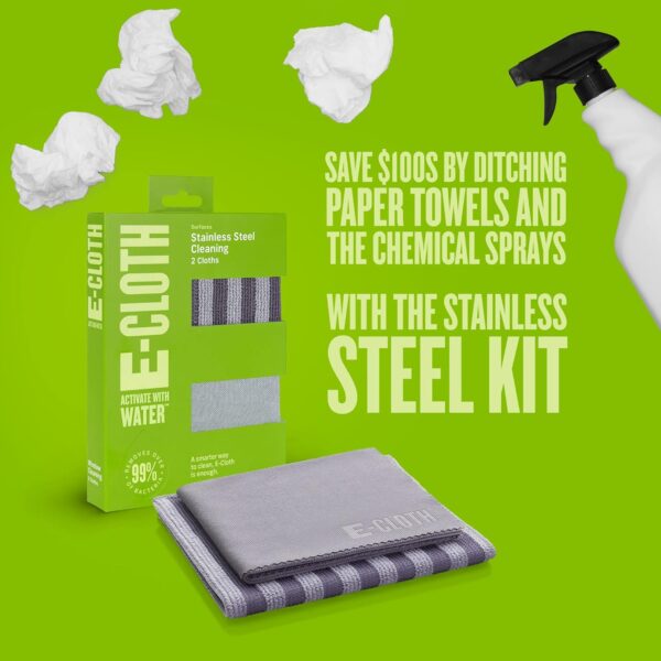 E-Cloth Stainless Steel Microfibre Cloth – Cleans & Polishes with Water – Reusable & Eco-Friendly