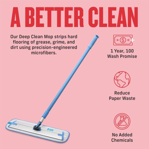 E-Cloth Deep Clean Mop – Lightweight Telescopic Microfibre Mop – Cleans Hard Floors Chemical-Free 4 E-Cloth Deep Clean Mop – Lightweight Telescopic Microfibre Mop – Cleans Hard Floors Chemical-Free