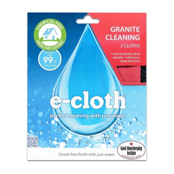 E-Cloth Granite & Stone Cleaning Cloths – 2 Pack Microfibre – Chemical-Free Cleaning & Polishing 3 ECT 4140 4