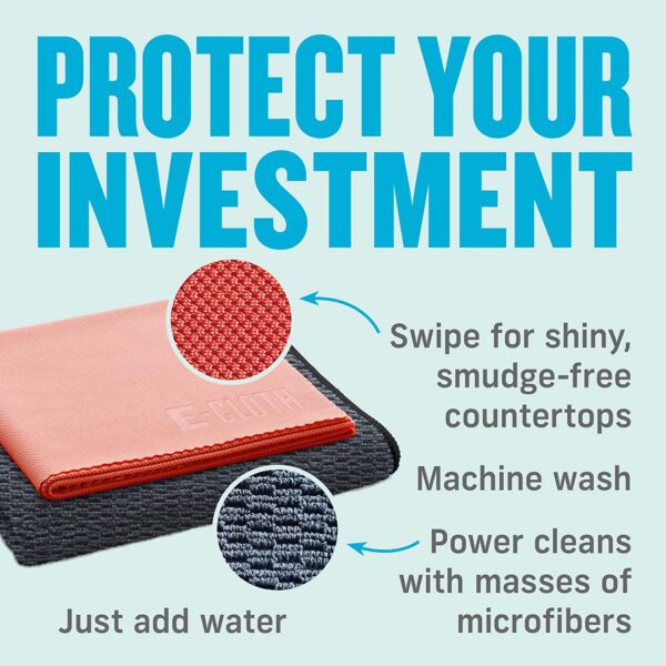 E-Cloth Granite & Stone Cleaning Cloths – 2 Pack Microfibre – Chemical-Free Cleaning & Polishing 4 ECT 4140 5