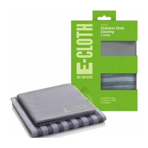 E-Cloth Stainless Steel Cleaning Pack – 2 Cloths for Cleaning & Polishing – Chemical-Free Microfibre
