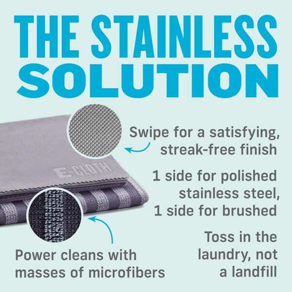E-Cloth Stainless Steel Cleaning Pack – 2 Cloths for Cleaning & Polishing – Chemical-Free Microfibre