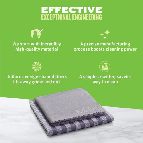 E-Cloth Stainless Steel Cleaning Pack – 2 Cloths for Cleaning & Polishing – Chemical-Free Microfibre