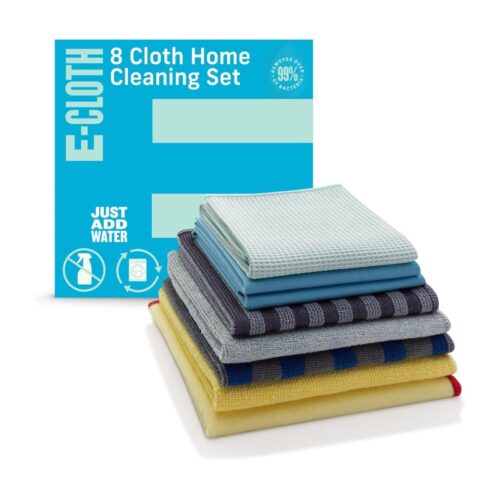 E-Cloth Home Cleaning Set – 8 Microfibre Cloths for Whole Home Cleaning – Just Add Water, No Chemicals