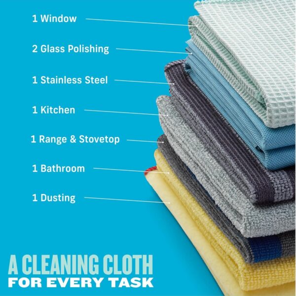 E-Cloth Home Cleaning Set – 8 Microfibre Cloths for Whole Home Cleaning – Just Add Water, No Chemicals