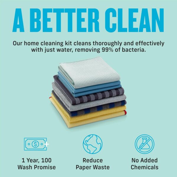 E-Cloth Home Cleaning Set – 8 Microfibre Cloths for Whole Home Cleaning – Just Add Water, No Chemicals