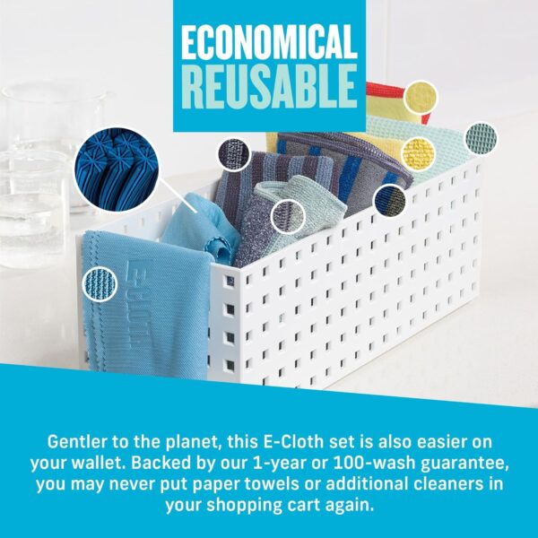 E-Cloth Home Cleaning Set – 8 Microfibre Cloths for Whole Home Cleaning – Just Add Water, No Chemicals