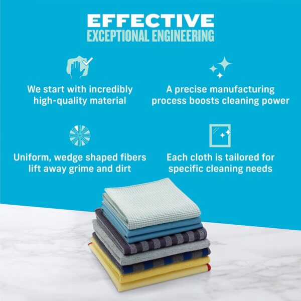 E-Cloth Home Cleaning Set – 8 Microfibre Cloths for Whole Home Cleaning – Just Add Water, No Chemicals