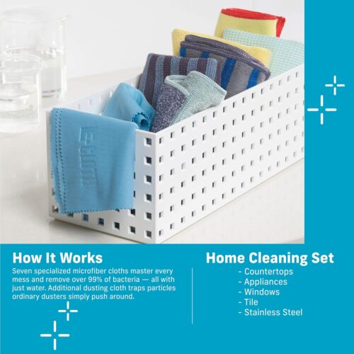 E-Cloth Home Cleaning Set – 8 Microfibre Cloths for Whole Home Cleaning – Just Add Water, No Chemicals