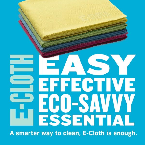 E-Cloth Glass & Polishing Cloths – 4 Pack Microfibre Set (Blue, Pink, Yellow & Green) – Streak-Free Cleaning