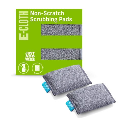 E-Cloth Non-Scratch Scrubbing Pads – 2 Pack – Powerful Microfibre Cleaning for Dishes & Pans Without Damage