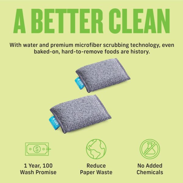 E-Cloth Non-Scratch Scrubbing Pads – 2 Pack – Powerful Microfibre Cleaning for Dishes & Pans Without Damage