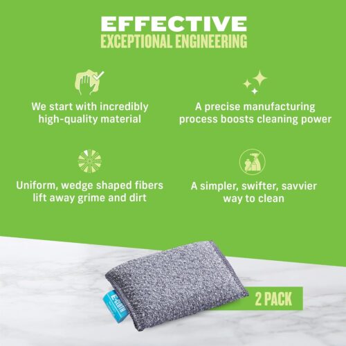 E-Cloth Non-Scratch Scrubbing Pads – 2 Pack – Powerful Microfibre Cleaning for Dishes & Pans Without Damage