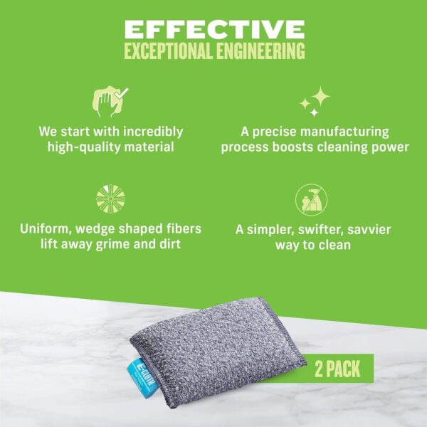 E-Cloth Non-Scratch Scrubbing Pads – 2 Pack – Powerful Microfibre Cleaning for Dishes & Pans Without Damage