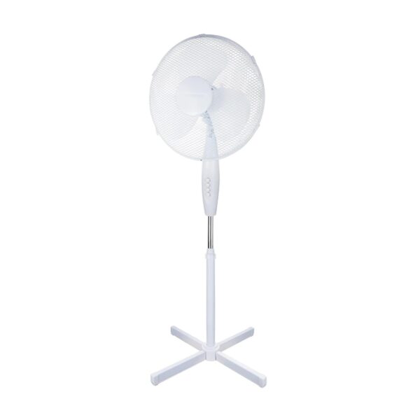 FAN-16W 16″ White Oscillating Pedestal Fan – Silent Motor, 3 Speed Settings, 70° Tilt & Oscillation – 45W 230V