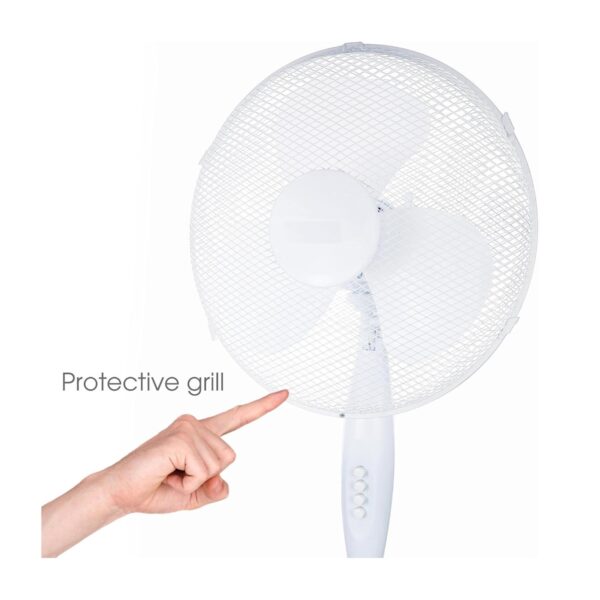 16" White Oscillating Pedestal Fan – Silent Motor, 3 Speed Settings, 70° Tilt & Oscillation – 45W 230V 1 16″ White Oscillating Pedestal Fan – Silent Motor, 3 Speed Settings, 70° Tilt & Oscillation – 45W 230V