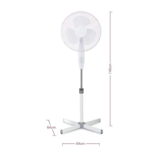 16" White Oscillating Pedestal Fan – Silent Motor, 3 Speed Settings, 70° Tilt & Oscillation – 45W 230V 9 16″ White Oscillating Pedestal Fan – Silent Motor, 3 Speed Settings, 70° Tilt & Oscillation – 45W 230V