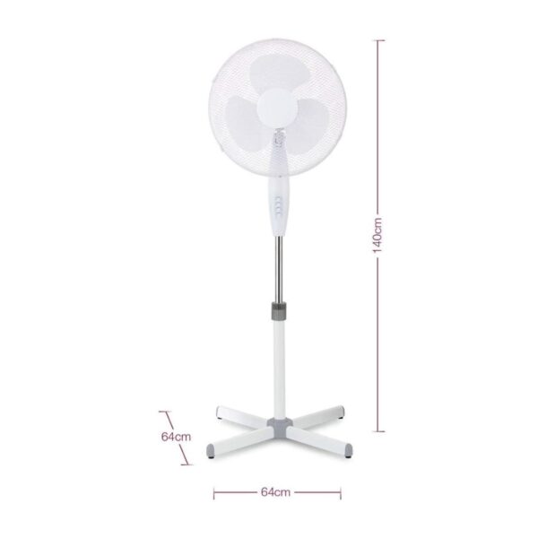 16" White Oscillating Pedestal Fan – Silent Motor, 3 Speed Settings, 70° Tilt & Oscillation – 45W 230V 2 16″ White Oscillating Pedestal Fan – Silent Motor, 3 Speed Settings, 70° Tilt & Oscillation – 45W 230V