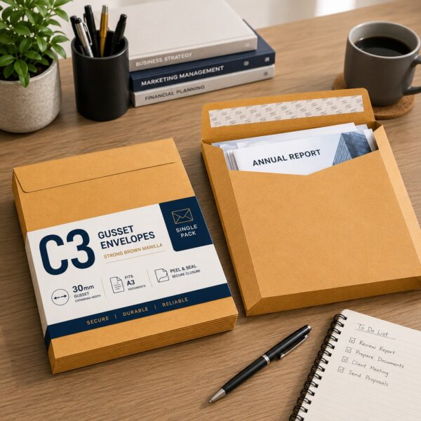 C3 Gusset Envelopes – Strong Brown Manilla A3 (140gsm, 30mm Expanding Width) – Durable & Weather-Resistant for Bulk Mail 4 C3 Gusset Envelopes – Strong Brown Manilla A3 (140gsm, 30mm Expanding Width) – Durable & Weather-Resistant for Bulk Mail