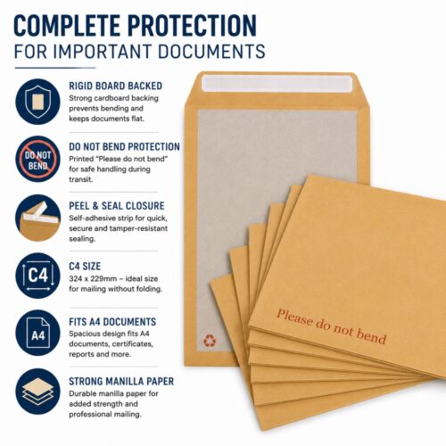 C4 Manilla Board Backed Envelopes – Peel & Seal, Do Not Bend, 324x229mm – Durable Mailing Solution 12 C4 Manilla Board Backed Envelopes – Peel & Seal, Do Not Bend, 324x229mm – Durable Mailing Solution