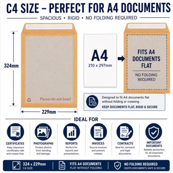C4 Manilla Board Backed Envelopes – Peel & Seal, Do Not Bend, 324x229mm – Durable Mailing Solution 6 C4 Manilla Board Backed Envelopes – Peel & Seal, Do Not Bend, 324x229mm – Durable Mailing Solution