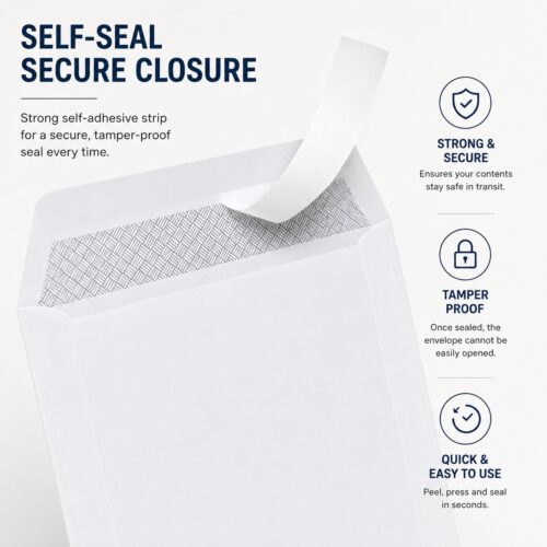 C5 Plain White Envelopes – Self-Seal Gummed, 100gsm, Pocket, No Window – Durable & Secure Mailing Solution 14 C5 Plain White Envelopes – Self-Seal Gummed, 100gsm, Pocket, No Window – Durable & Secure Mailing Solution