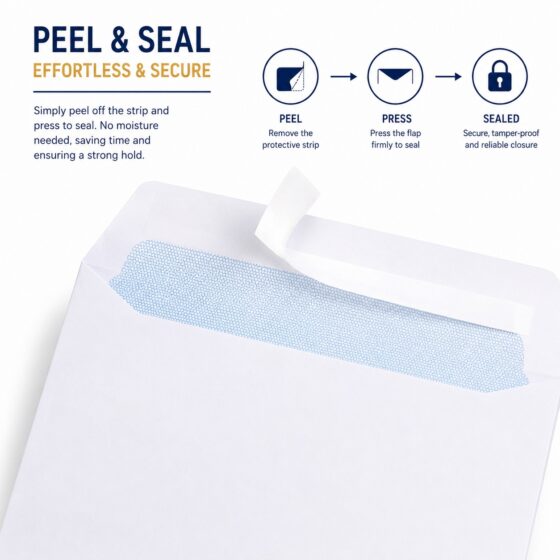 DL Plain White Envelopes – Self-Seal Wallet, 100gsm, 110x220mm – Durable & Secure Mailing Solution