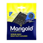 Marigold Scrub Away Heavy Duty Scourer – 10cm x 10cm, Long-Lasting Stainless Steel Pad