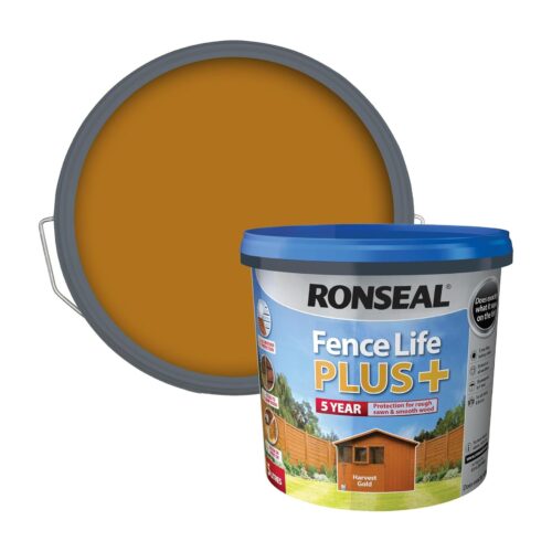 Ronseal Fence Life Plus+ Harvest Gold (5L) – 5-Year All-Weather Protection for Sheds & Fences 4 Ronseal Fence Life Plus+ Harvest Gold (5L) – 5-Year All-Weather Protection for Sheds & Fences - Image 1