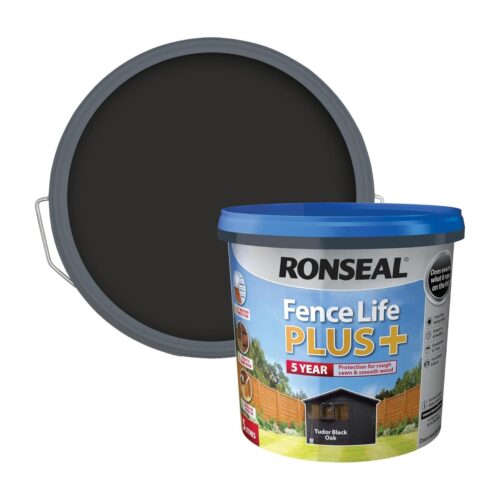 Ronseal Fence Life Plus+ Tudor Black Oak (5L) – 5-Year All-Weather Protection for Sheds & Fences 4 Ronseal Fence Life Plus+ Tudor Black Oak (5L) – 5-Year All-Weather Protection for Sheds & Fences - Image 1