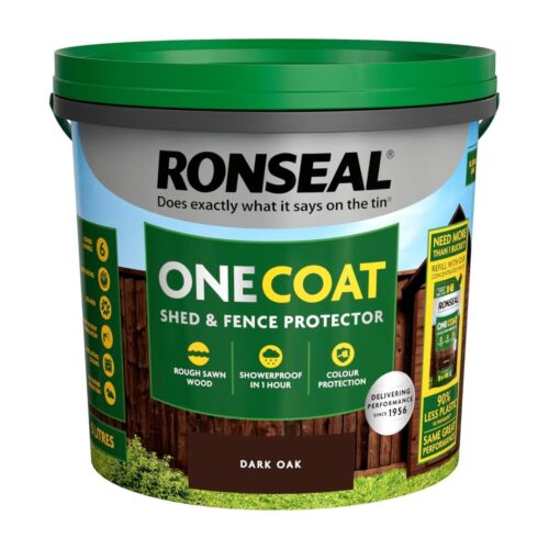 Ronseal One Coat Shed & Fence Protector – Dark Oak (5L) – One Coat All Weather Protection