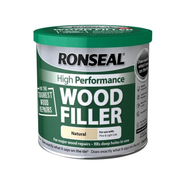 RNS-WFN-550 Ronseal High Performance Wood Filler – Natural (550g) – Two Part Epoxy Repair Compound