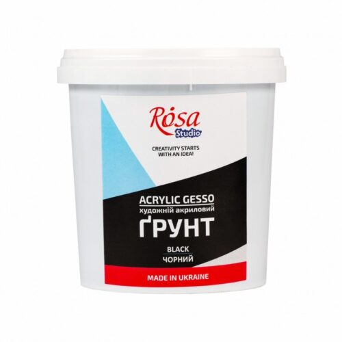 Rosa Studio Black Acrylic Gesso 1000ml – High Elasticity, Creamy Consistency, Opaque Coverage, Professional Art Primer