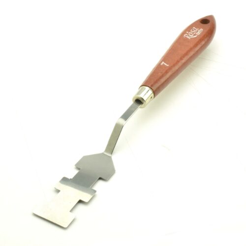 Rosa Palette Knife Rectangular No.7 / 6.5cm – Stainless Steel Blade, Dark Wood Handle, Precise Mixing & Application Tool