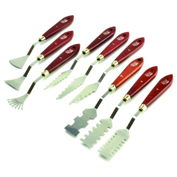 Rosa Palette Knife Rectangular No.9 / 6.5cm – Stainless Steel Blade, Dark Wood Handle, Precise Mixing & Application Tool 1 Rosa Palette Knives