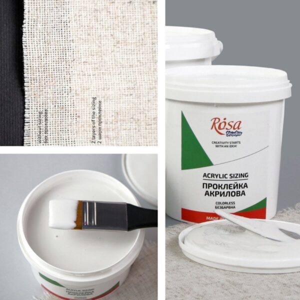 Rosa Studio Acrylic Sizing 500ml – Transparent, Elastic Primer for Canvas & Wood 2 Rosa Studio Acrylic Sizing Multi 2